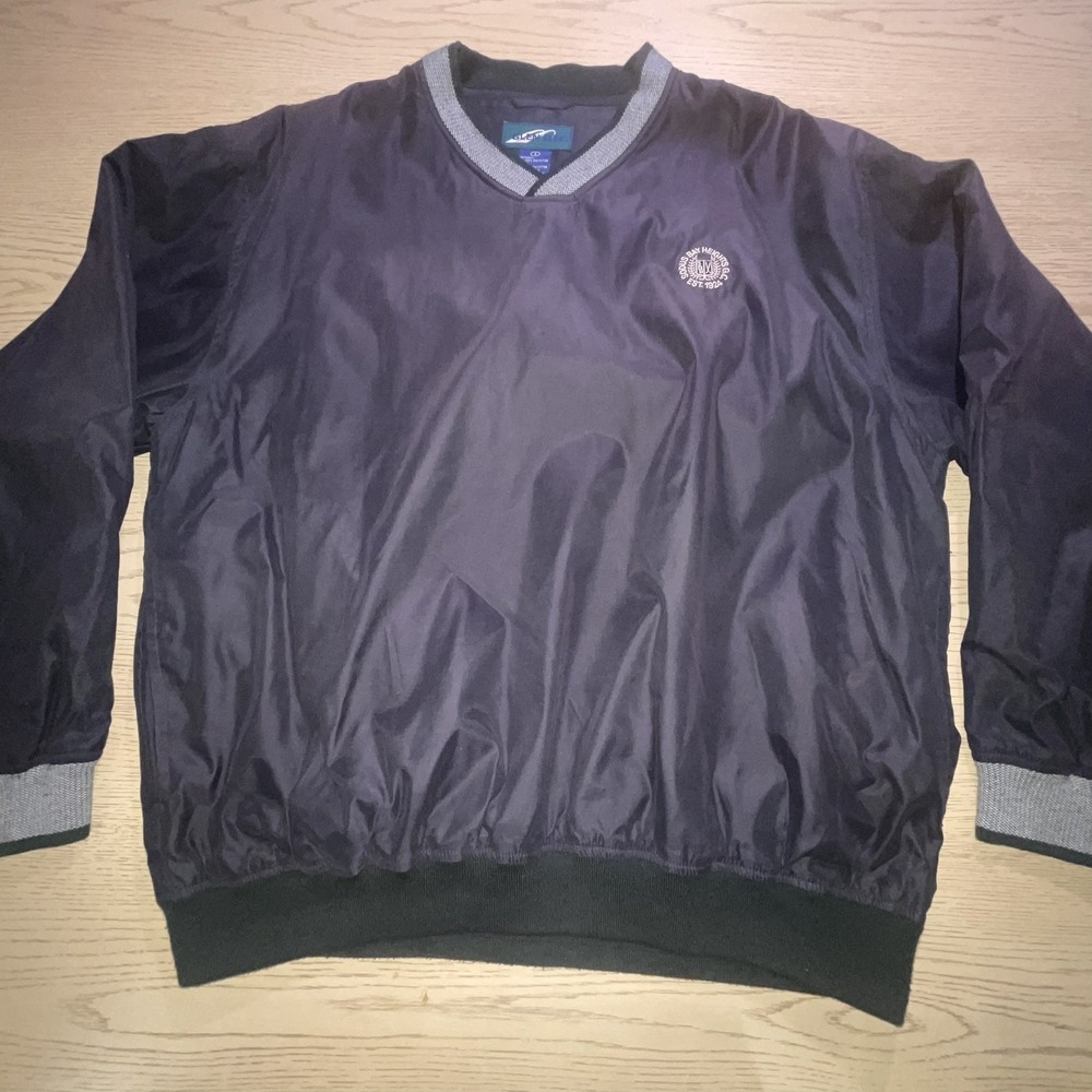 Vintage Glen Echo Golf Pullover Jacket Large Navy Blue V-Neck Windbreaker Sodus